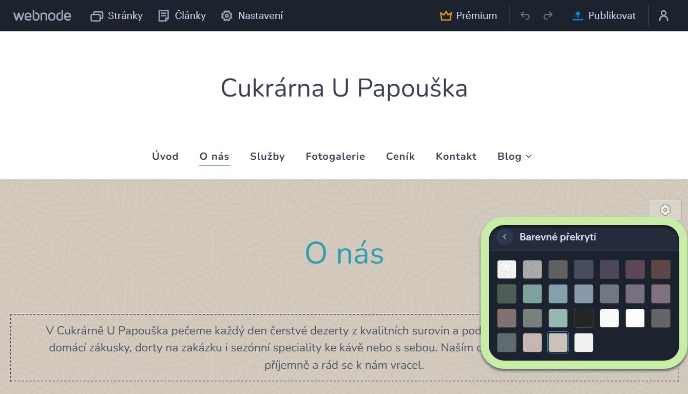 Možnosti nastavení obrázkových efektů