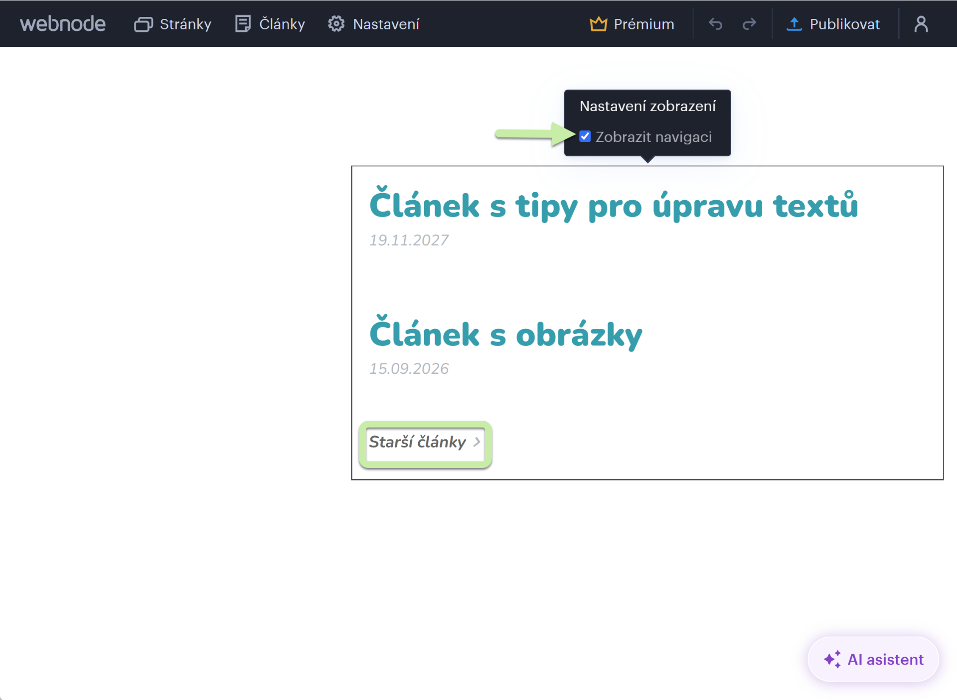 Jak přidat tlačítko "Starší články" k výpisu článků